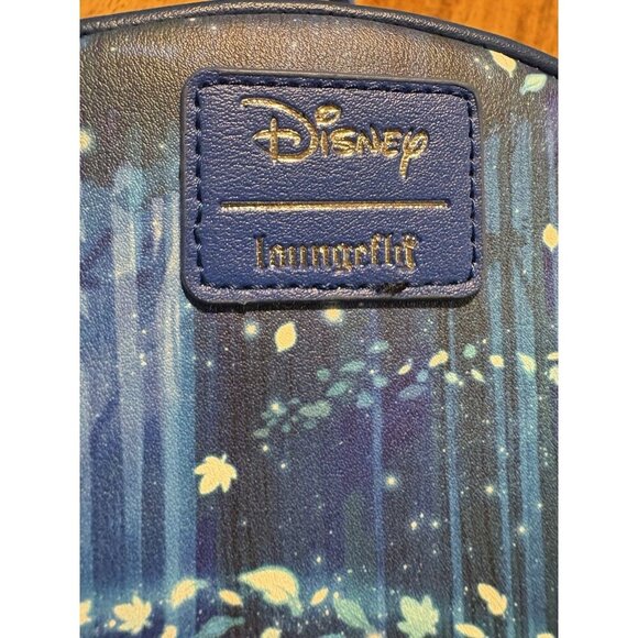 LOUNGEFLY Disney Pocahontas Colors of the Wind Backpack Pocket Faux Blue Leather - Picture 2 of 8